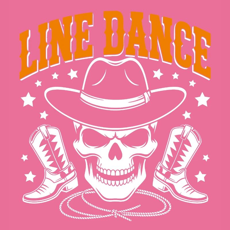 Line Dance Skull with Stetson and Boots and Lasso