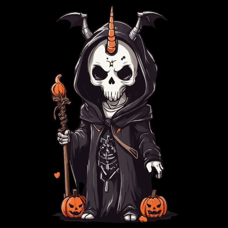 Funny magical skeleton magician on Halloween
