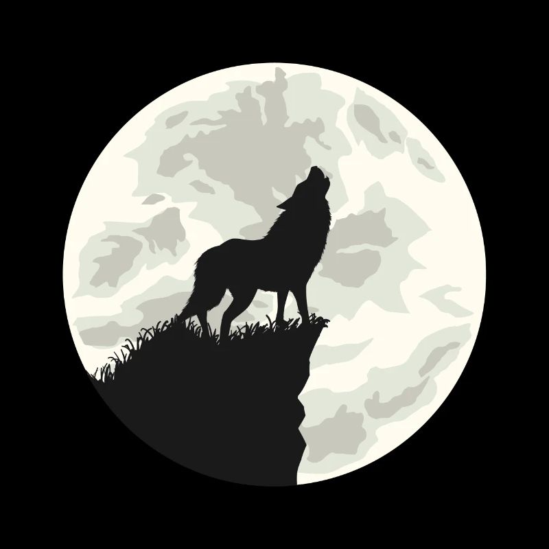 Heulen mit Wölfen / Wolf vor Mond