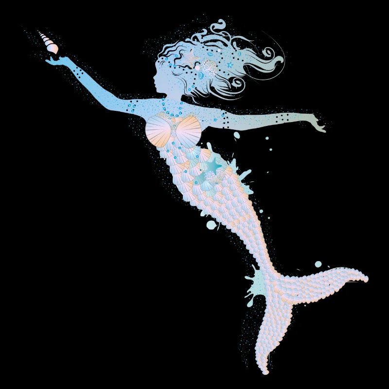 playful mermaid in cool pastel colors
