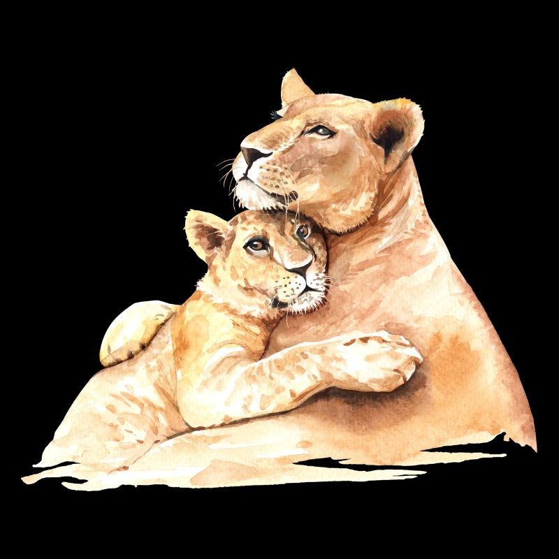 Aimer les lions - maman et enfant s’embrassent