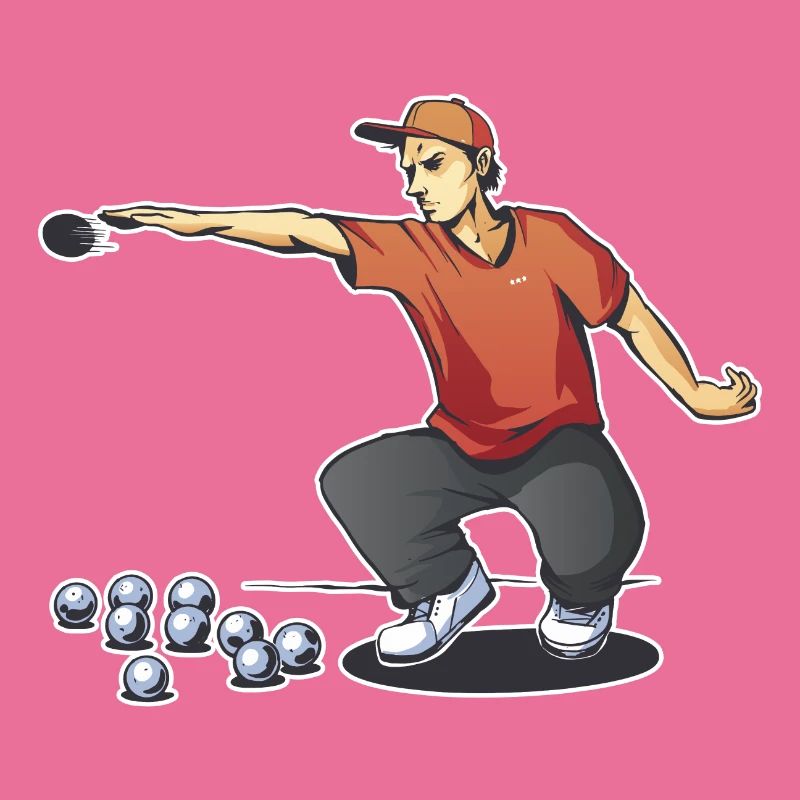 Boule player throws boules ball Boulering Boule