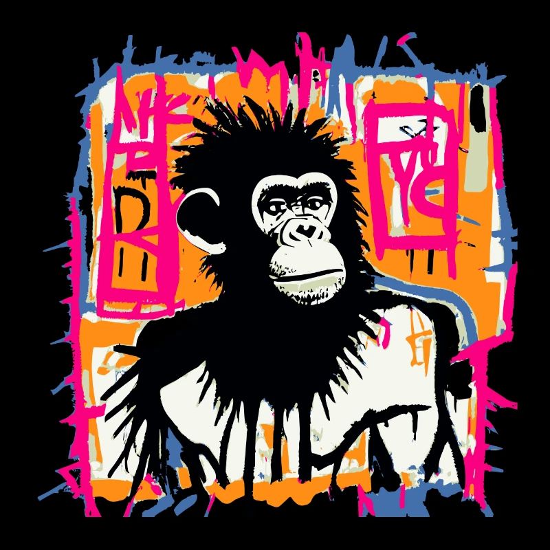 Schimpansen-Straßenkunst – Bunte Affengraffiti