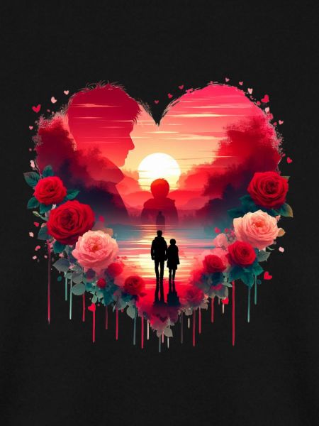 Romantische Sonnenuntergangs-Herzszene