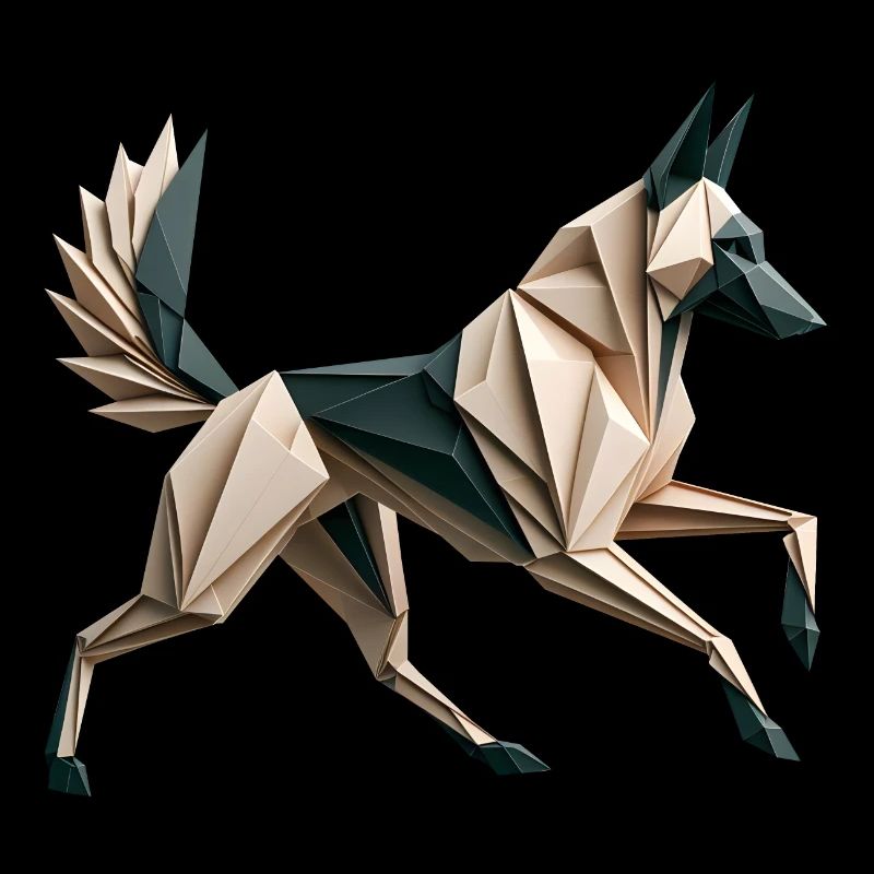 3D Geometrischer Origami-Malinois-Hund