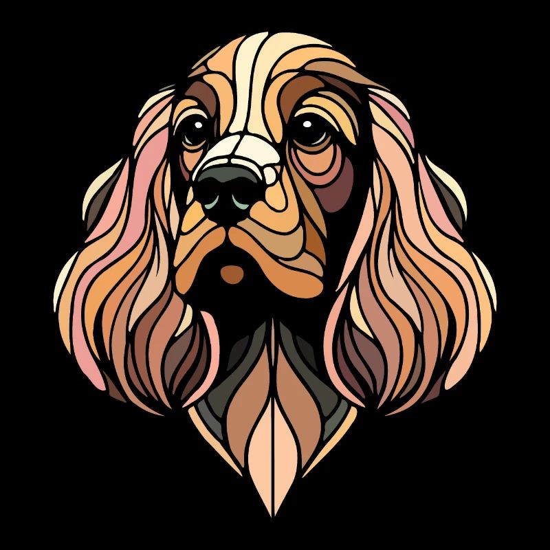 Cocker Spaniel dog head geometric art polygon art