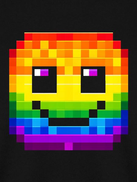 Pixelated Rainbow Smile Face