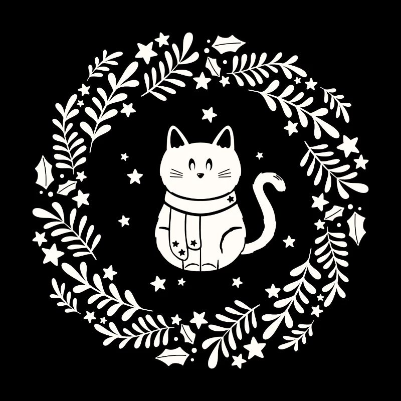 Weihnachtskranz mit süßer Katze