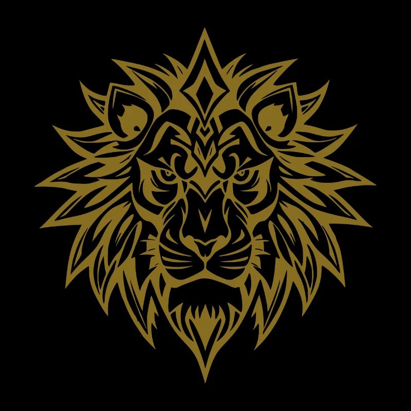 Kraftvoller Löwenkopf Tribal Design