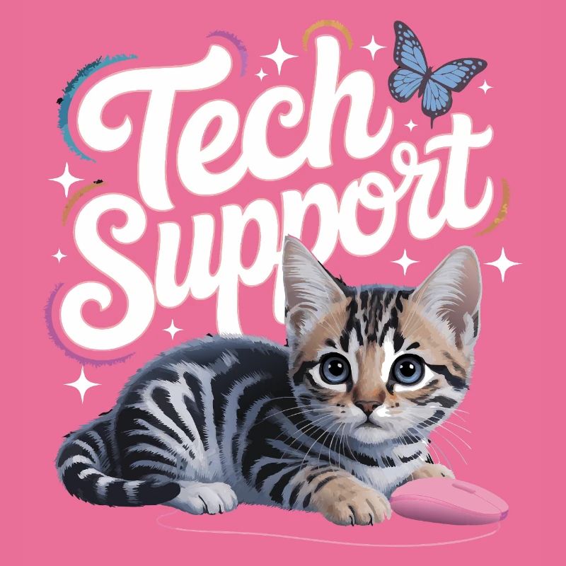 Support technique amusant, chat mignon, informatique ironique