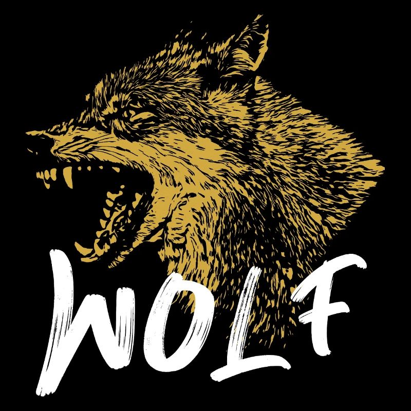 Goldener Wolf Illustration Design