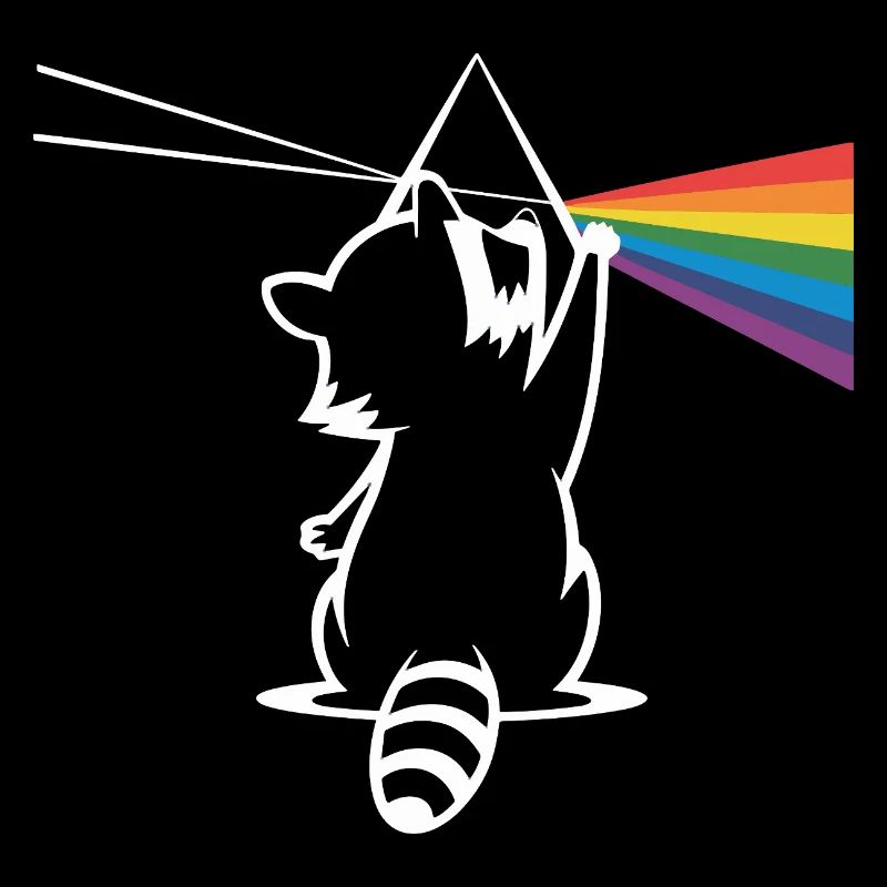 Raton laveur avec prisme et spectre arc-en-ciel
