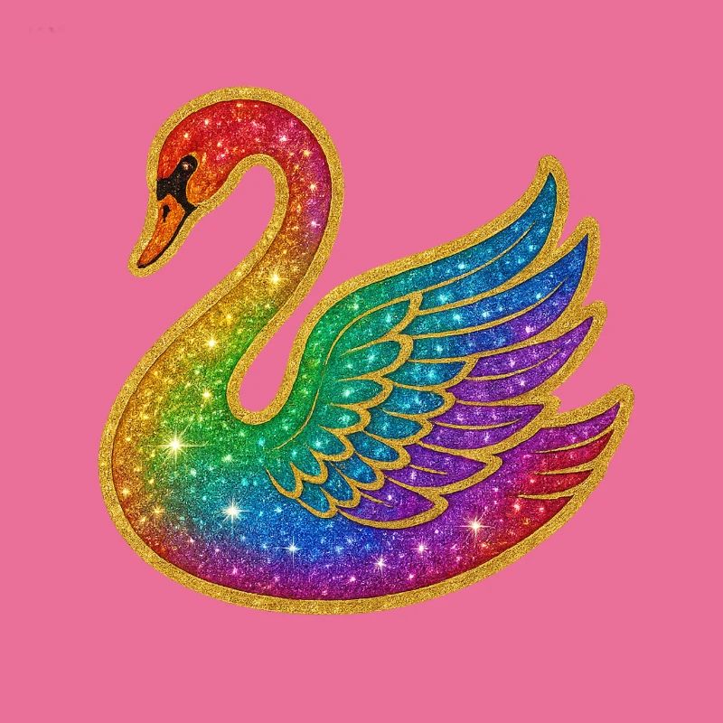Regenbogen Glitzer Schwan