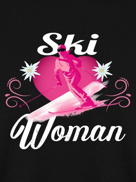 Ski Frau Retro Rosa Skifahren 