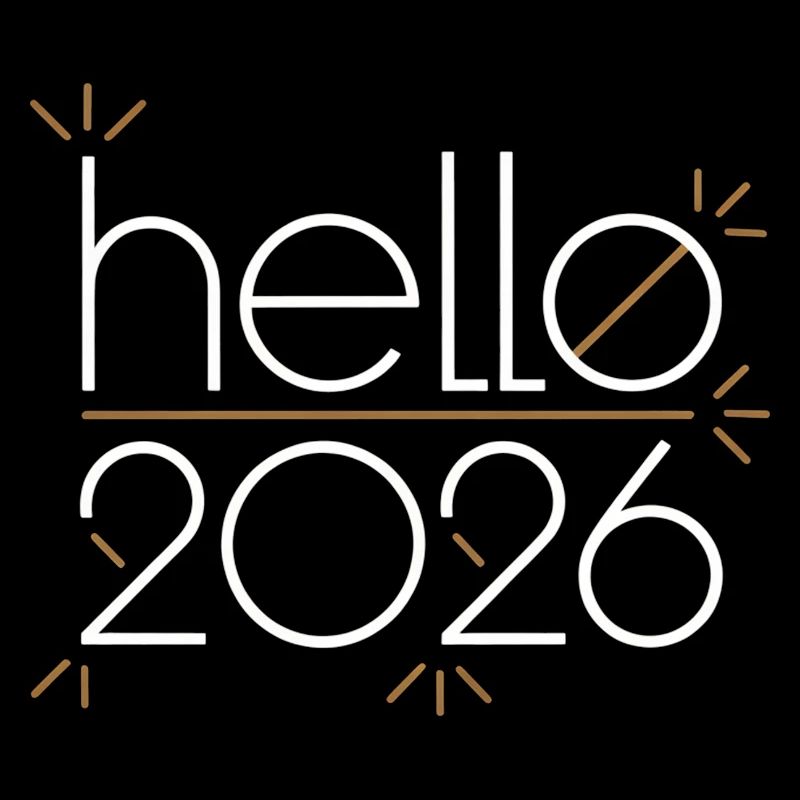 Hello 2026 Neon Line Art