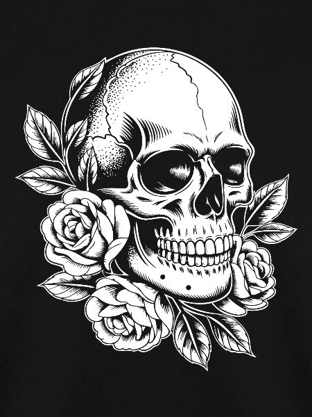Schädel und Rosen