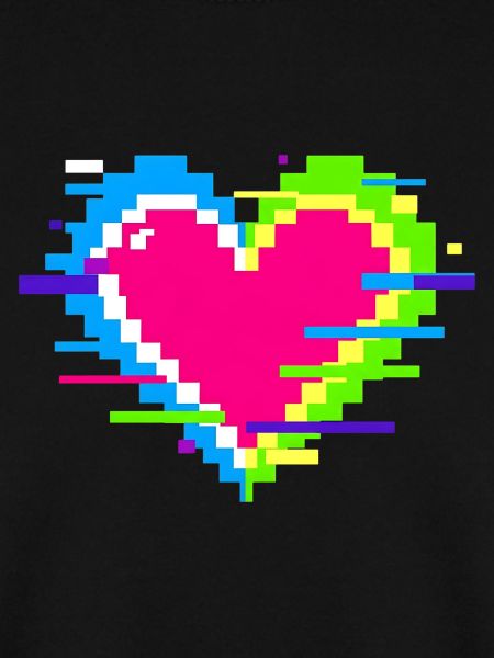 Pixelherz Neon Glitch Regenbogen