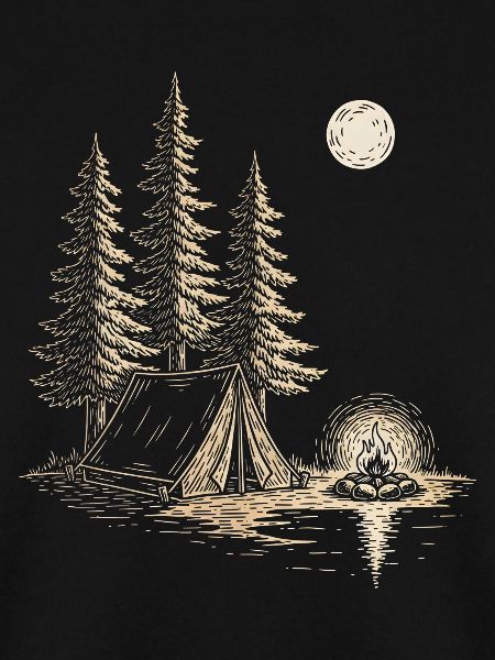 Nachtlager am Seewald mit Zelt