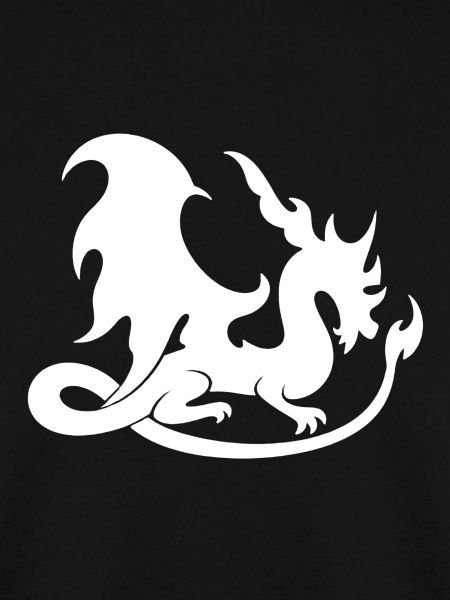 weiße Drachensilhouette im Flammenstil