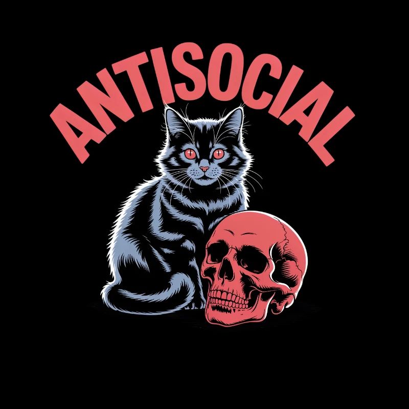 Antisocial Katze mit Totenkopf Mystisch