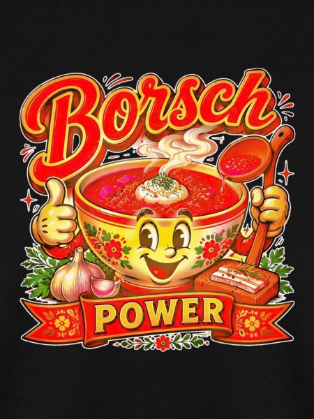 Borsch Power — Retro-Cartoon-Maskottchen-Suppenkunst