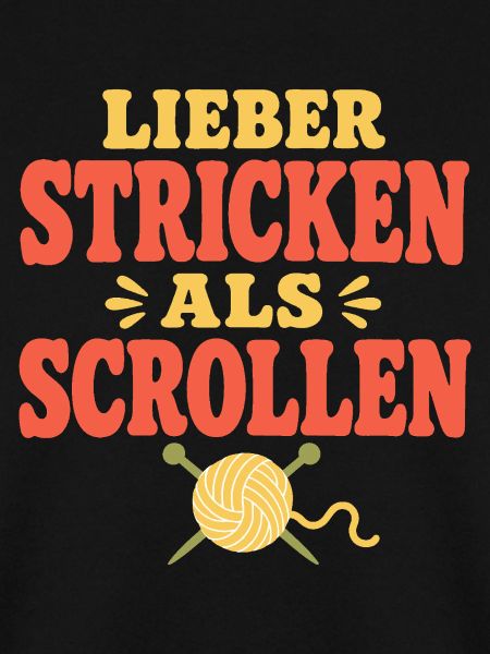 Lieber stricken als scrollen – Retro-Strickspruch
