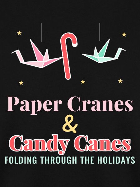 Papierkraniche und Zuckerstangen-Weihnachtsorigami