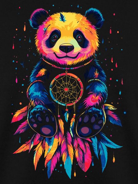 Bunter Panda mit Traumfänger