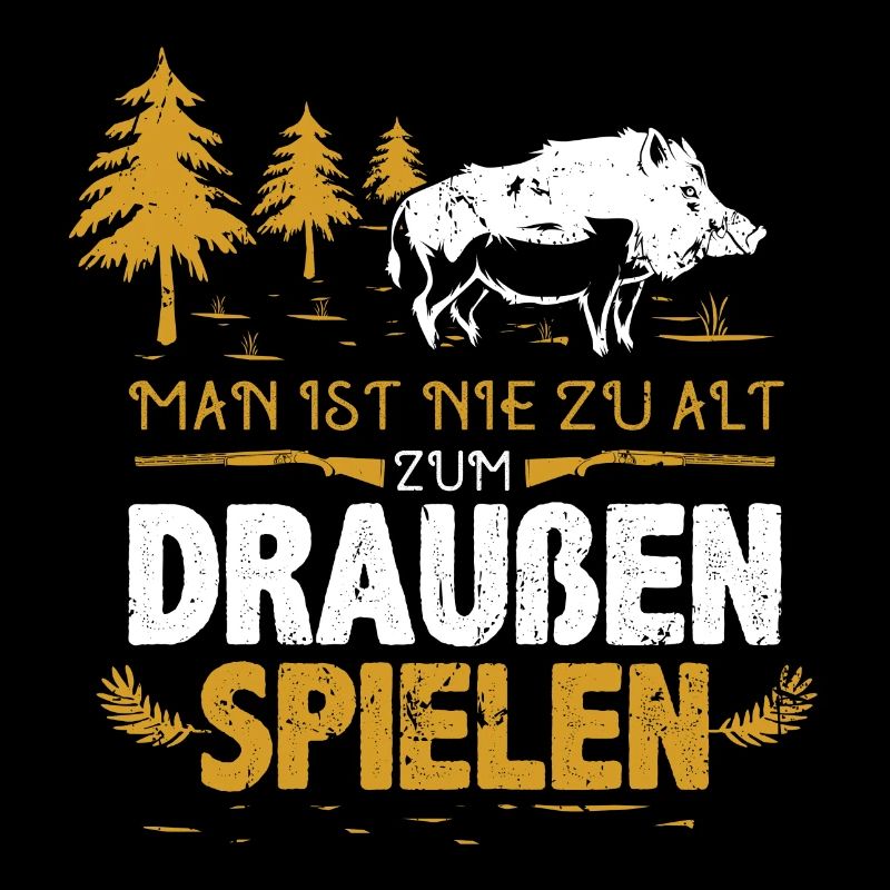 Jäger Jagd Geschenkidee mit Wildschwein & Gewehr