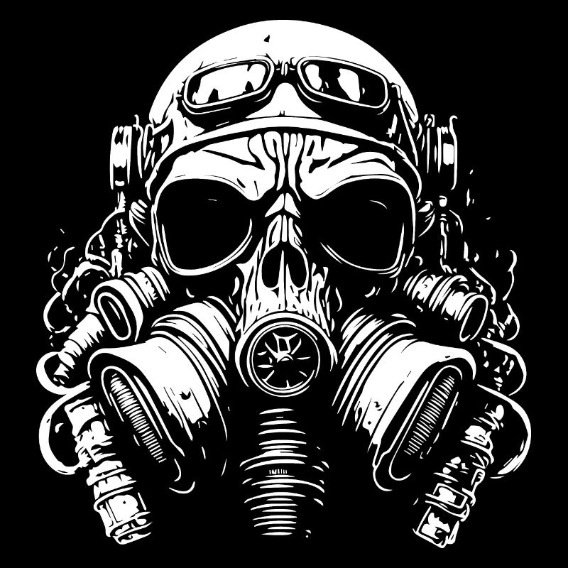 crâne punk avec masque à gaz