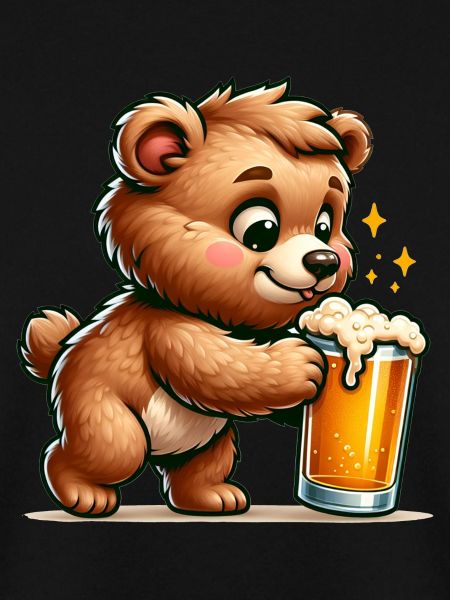 Cute Bear Drinking Beer