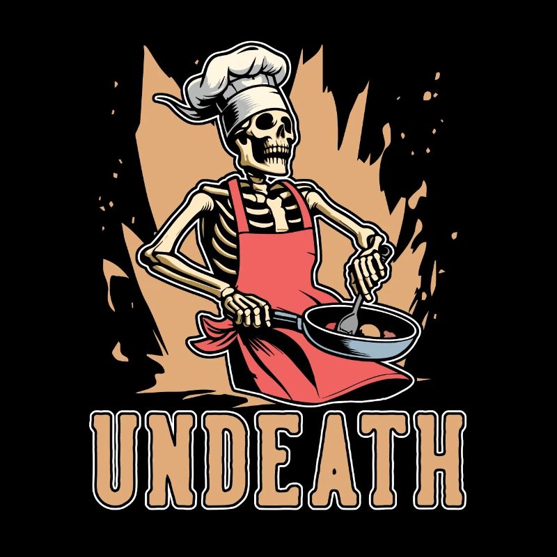 Chef cuisinier squelette mort-vivant