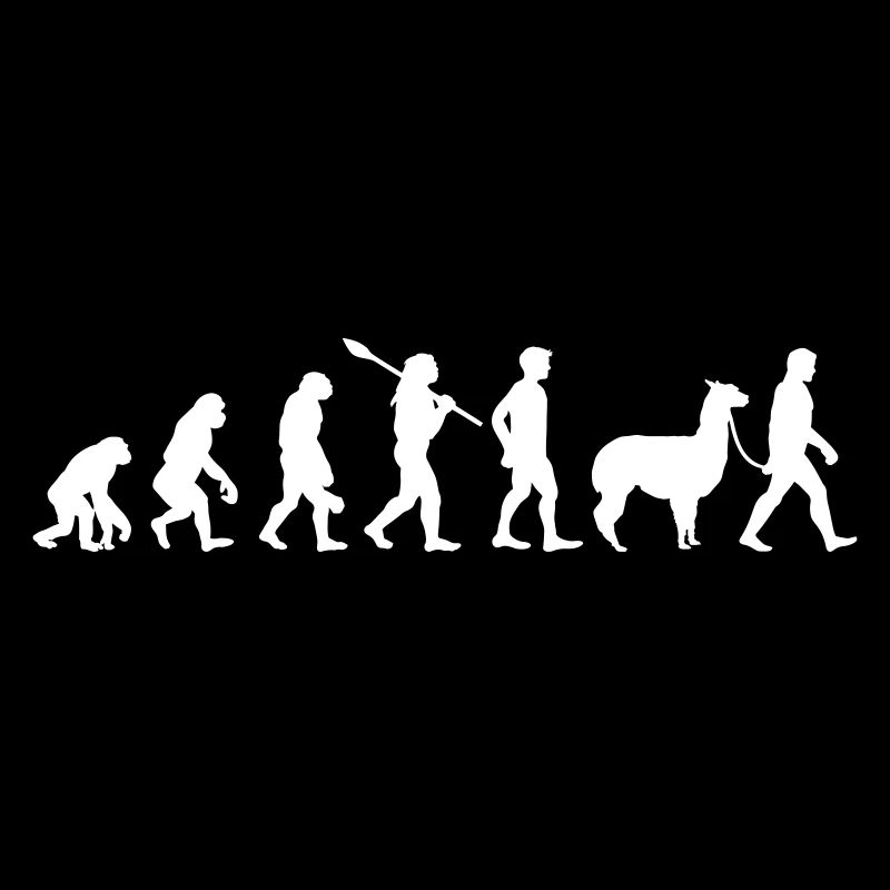 Evolution Alpaka Wanderung lustig Geschenkidee Fun