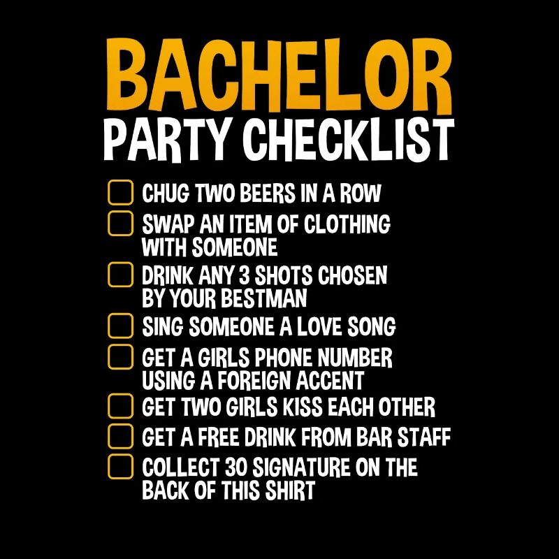 Junggesellen Party Liste