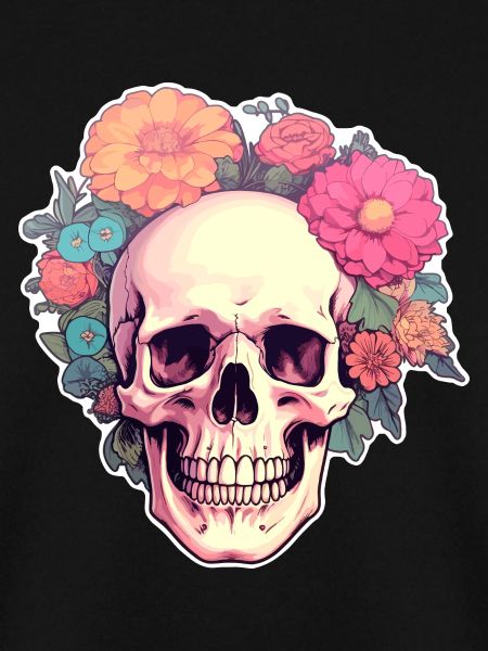Human Skull & Flowers 2