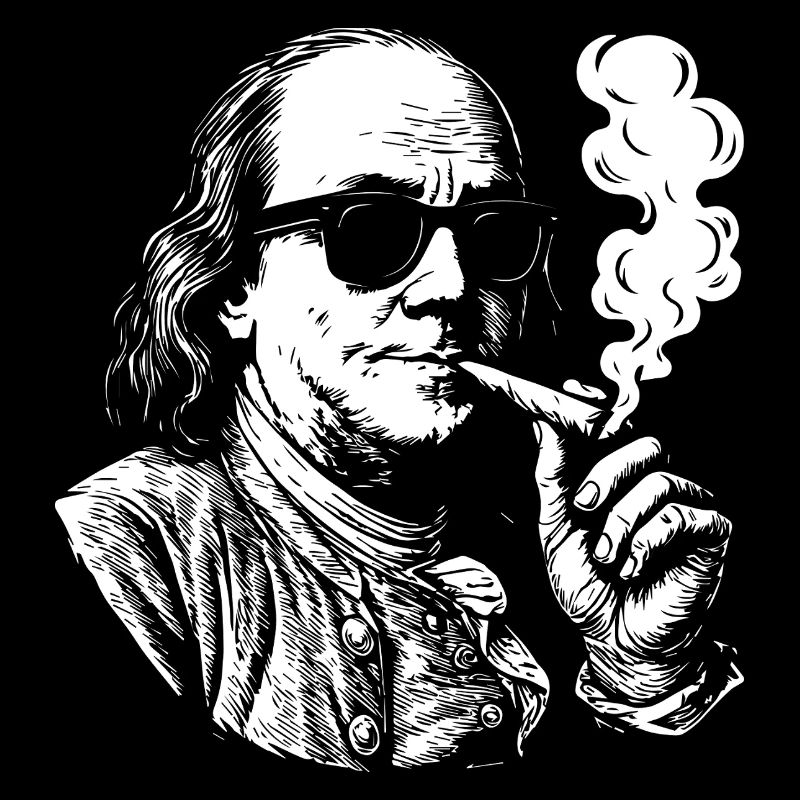 Benjamin Franklin smoking weed