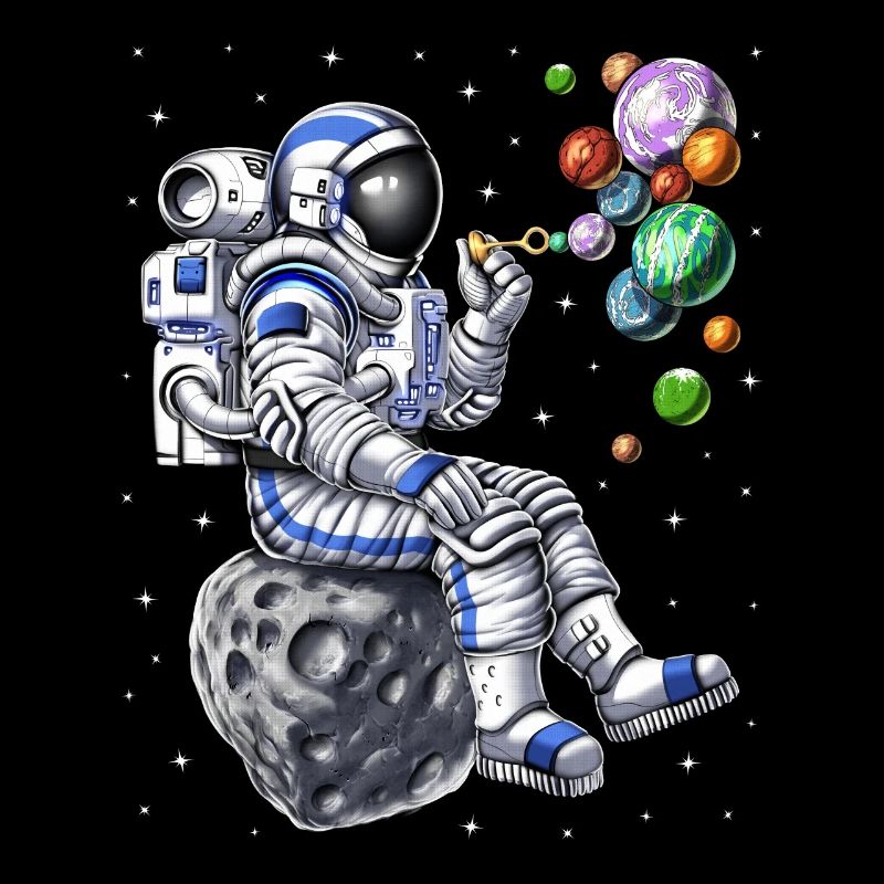 Astronaut bläst Seifenblasen