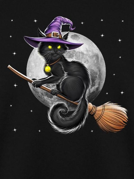 Katze Hexe Reitbesen