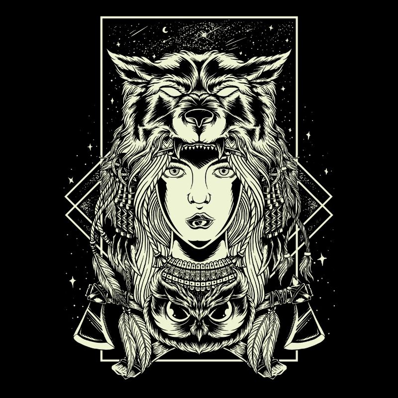 häuptling frau wolf eule schamane traum mystisch
