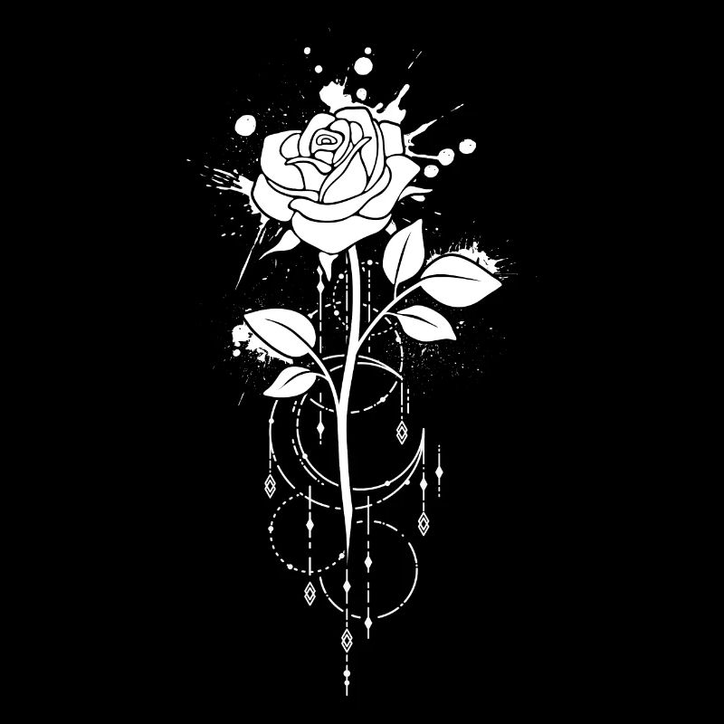 Vintage Moon Rose Witchcraft Witch Gothic
