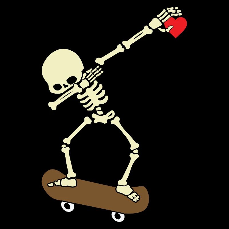 Skeleton Skateboard Dabbing Skate Skeleton Heart