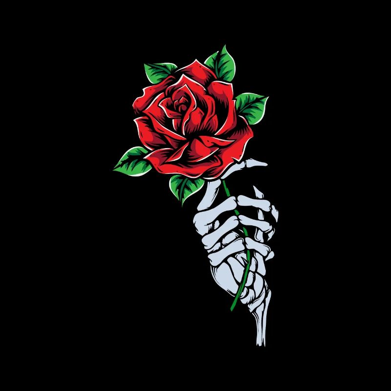 Rote Rose Skelett Hand Rose Blume Rote Rose Gothic