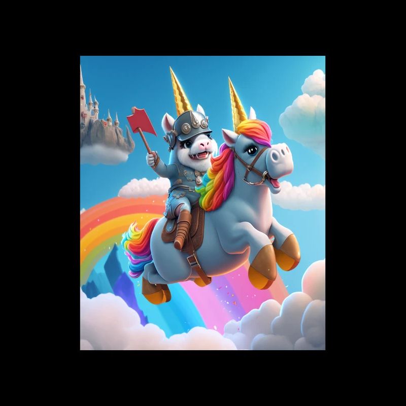 Cute Rainbow Unicorn Otter Riding A Unicorn