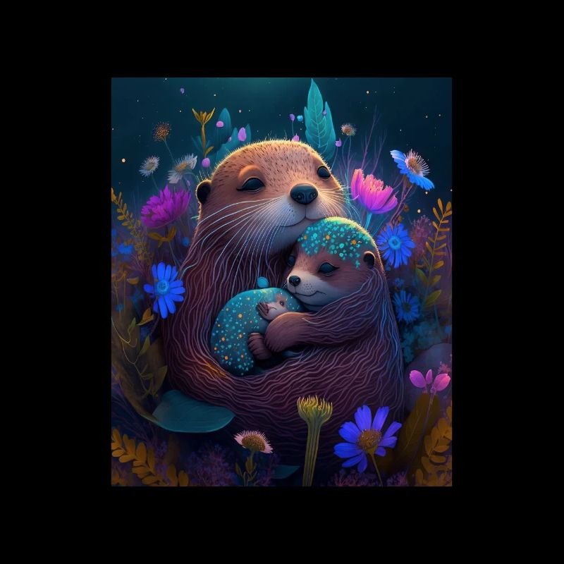 Mignon bébé loutre Amour de la mère Bébé Loutre