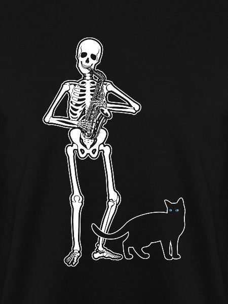Skeleton Saxophone Cat