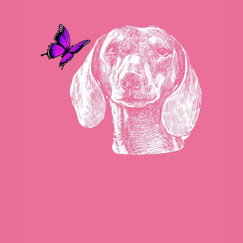 Dackel mit Schmetterling