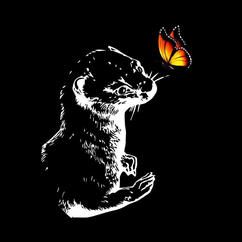 Weasel with butterfly Cute ferret