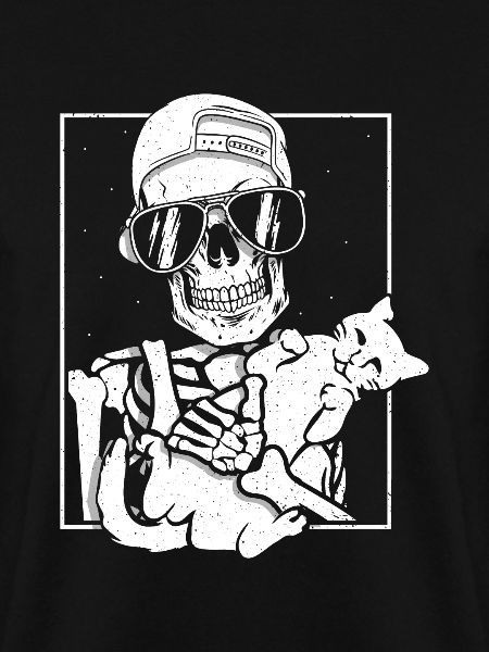 Skeleton Holding Cat