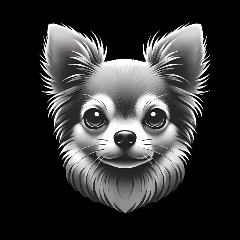 Chihuahua Graustufen Kunst TShirt Design