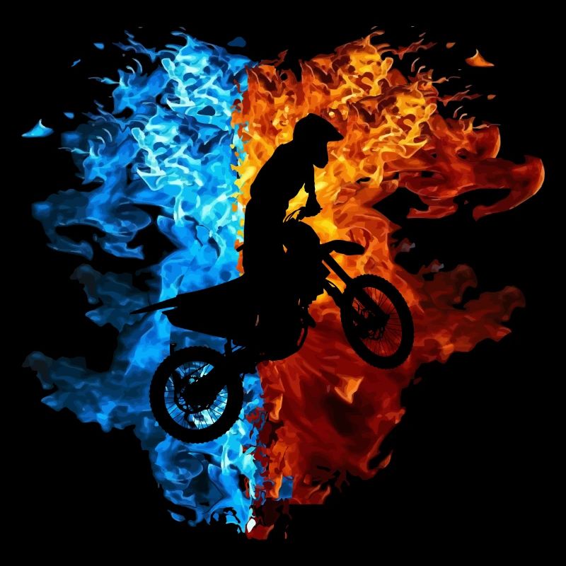 Motocross Fire Flames Motocross Rider Moto